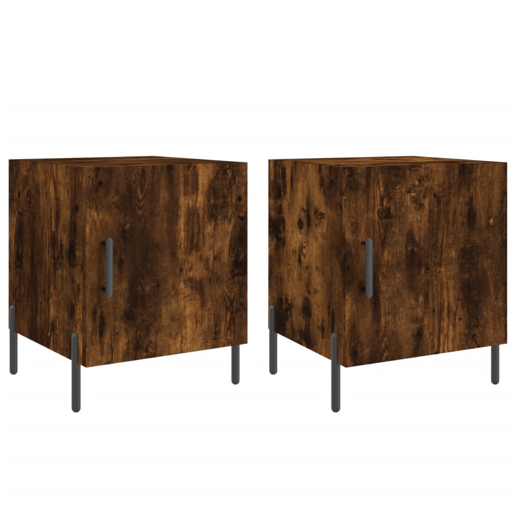 Maison Exclusive - Tables de chevet 2 pcs chêne fumé 40x40x50 cm bois d'ingénierie - 2