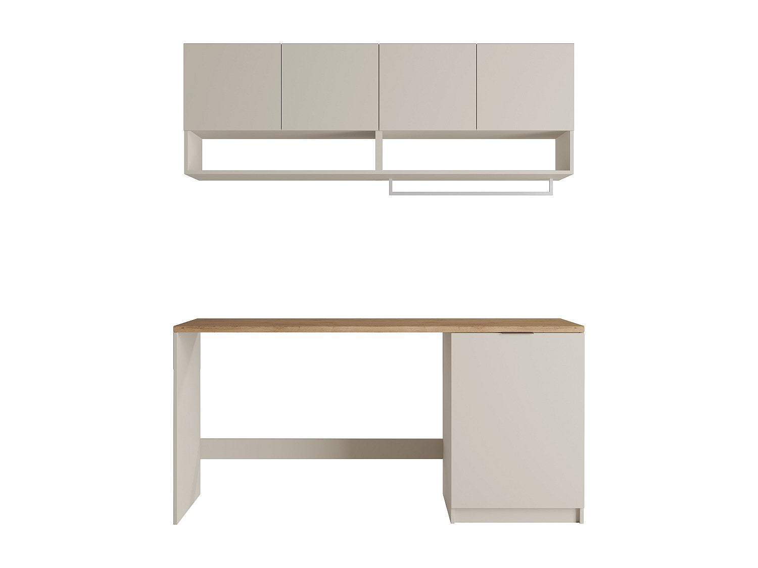 Muebles para el cuarto de la lavadora con encimera - 180 cm de ancho - Color cachemira y natural claro - NATAJI - 2