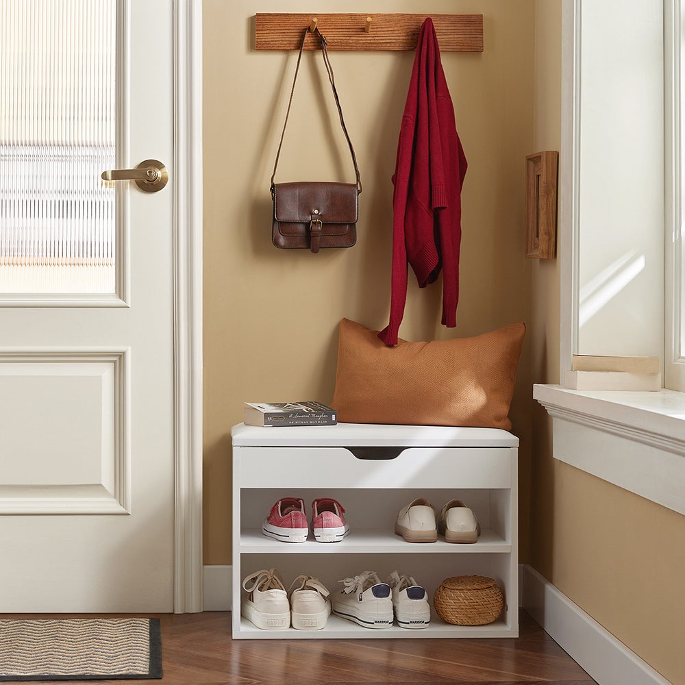 SoBuy Banc à chaussures avec Coussin , 2 étages, Blanc, FSR25-W - 2