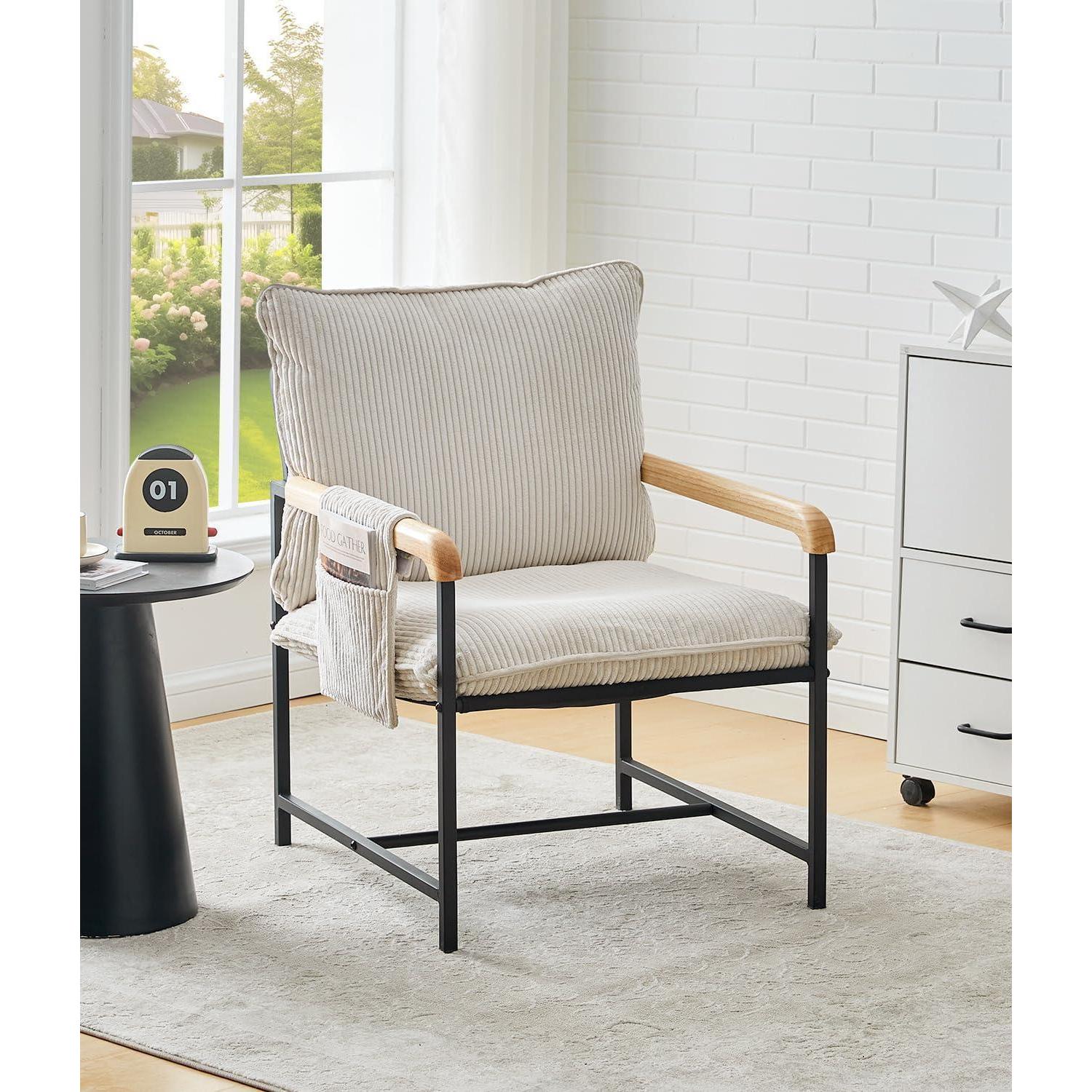Fauteuil Lounge Moderne Tissu Corde Crème Structure Métal 120kg | Leroy ...