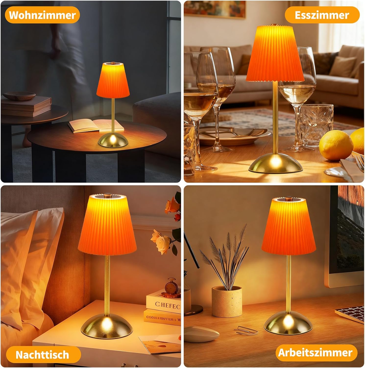 ZMH Zestaw 2 bezprzewodowych lamp stołowych LED z 3 temperaturami barw do jadalni - 7
