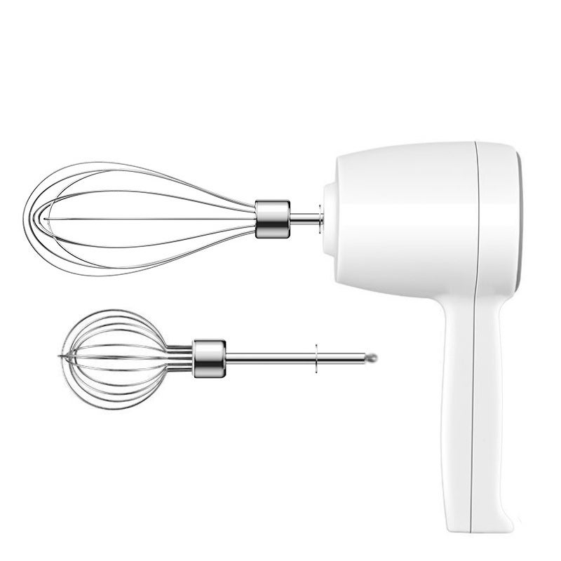 Akumulatorowy, bezprzewodowy, 20 W, 2 trzepaczki ze stali nierdzewnej, 5 prędkości, obsługa jednym dotknięciem, w zestawie kabel USB, kolor biały