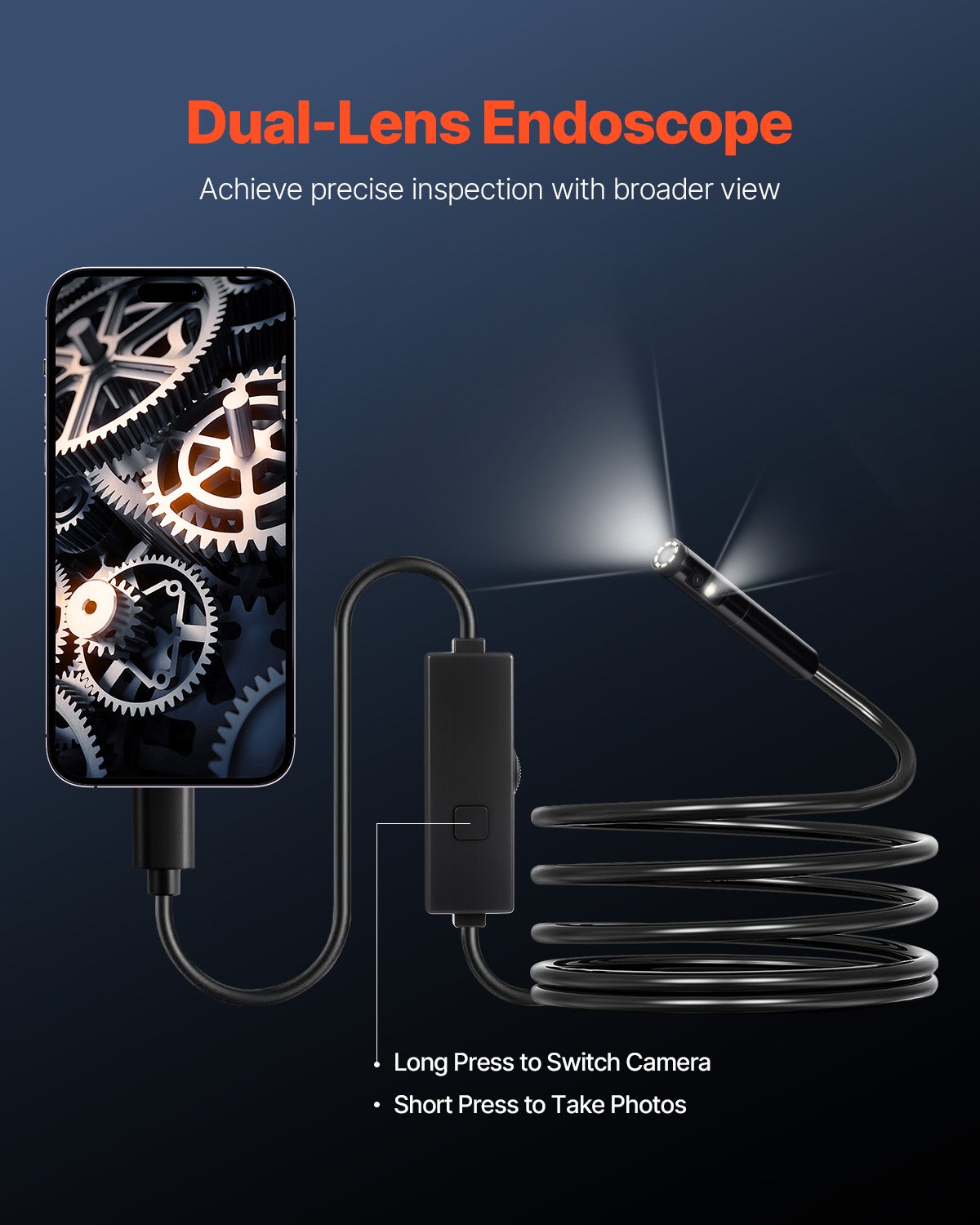 Camera Canalisation Camera Endoscopique 10m Avec Écran Et Lumière, 1920p HD Camera Endoscope Camera App