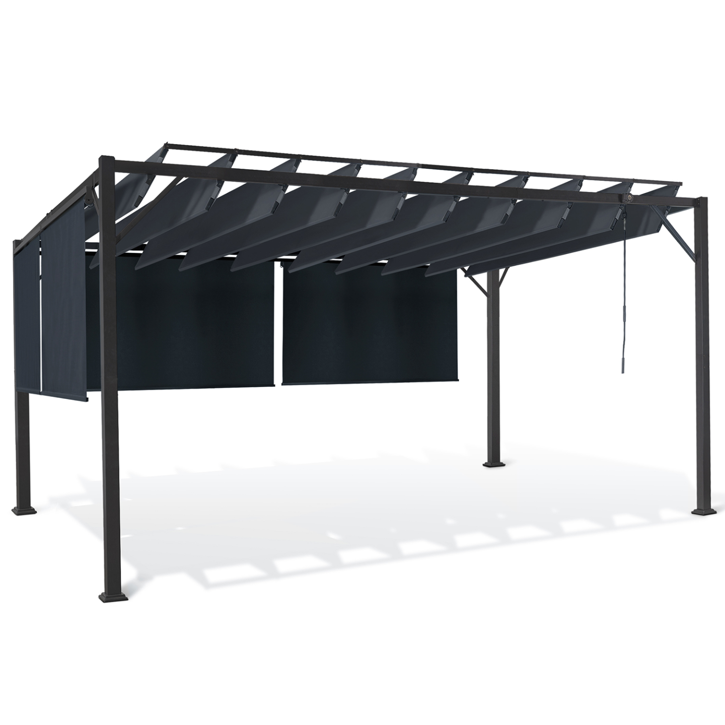 Pergola édition luxe lames orientables 3x4 M et 4 stores gris anthracite - 2
