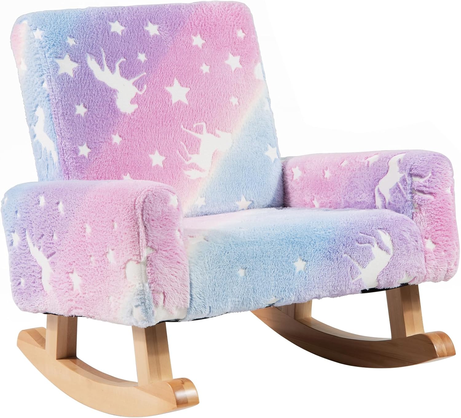 Sedia Dondolo Per Bambini 3-5 Anni - In Flanella Morbida, Con Motivi Luminosi, 56x49x50 Cm - Foto 10