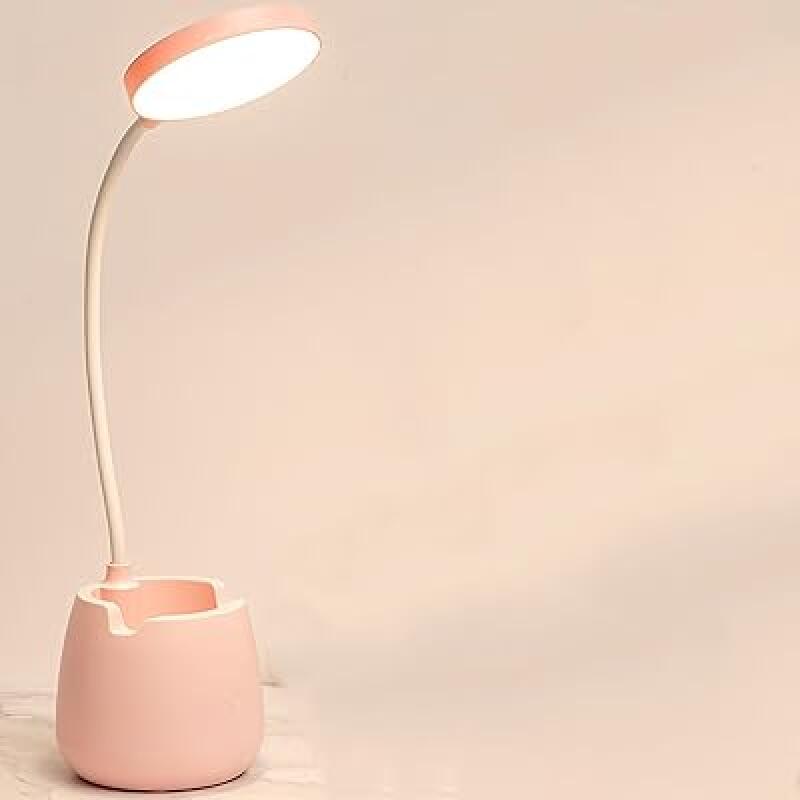 Lampka biurkowa LED z akumulatorem - lampka do czytania - płynna regulacja przyciemniania w 3 kolorach - odpowiednia do pracy i nauki - różowa