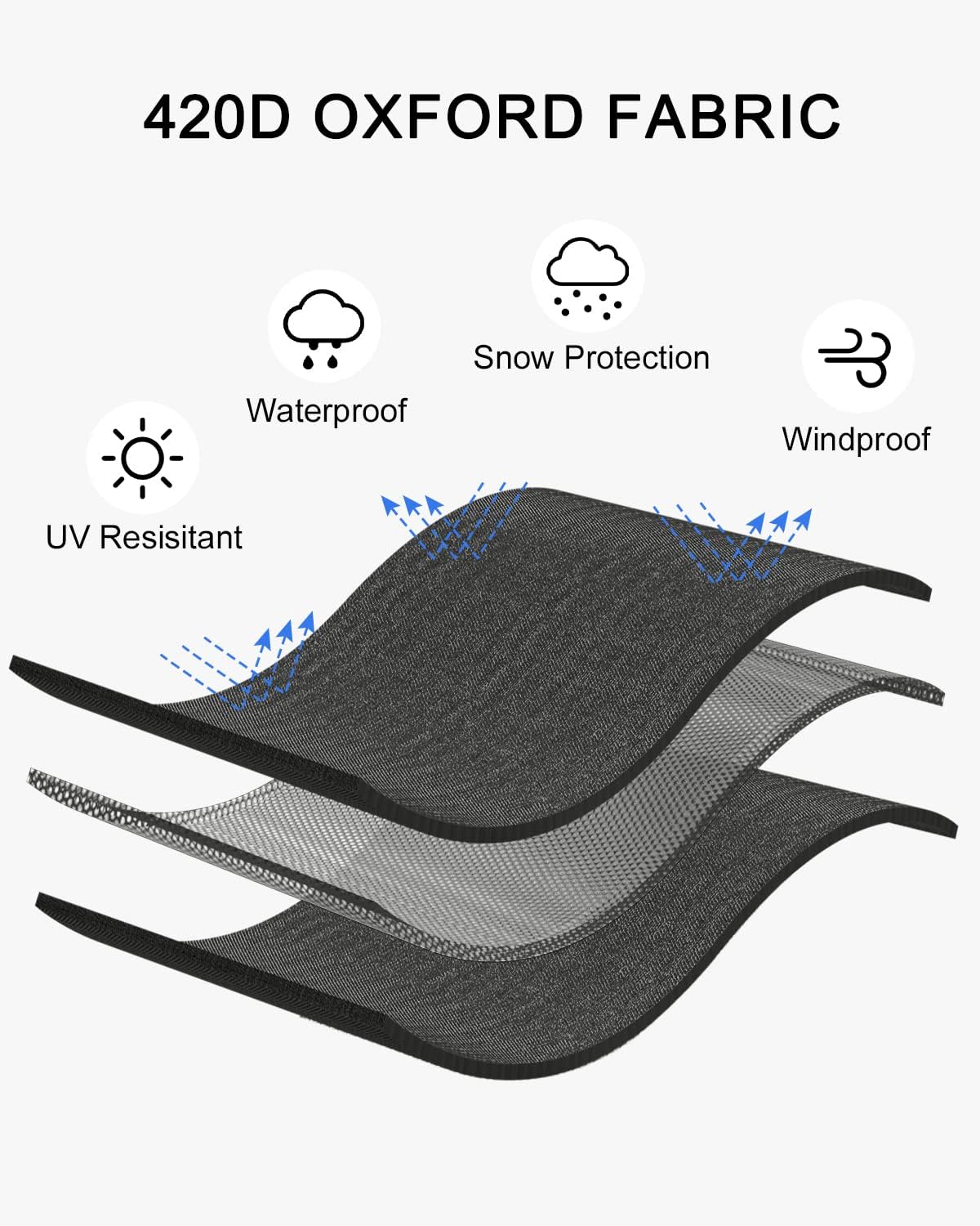 120 x 100 x 116 cm(Noir) Bache pour Cuve 1000L IBC, 420D Réservoir d'eau Couvercle, Anti-UV Housse Protection Cuve, Bâche de Protection Cuve IBC - 3