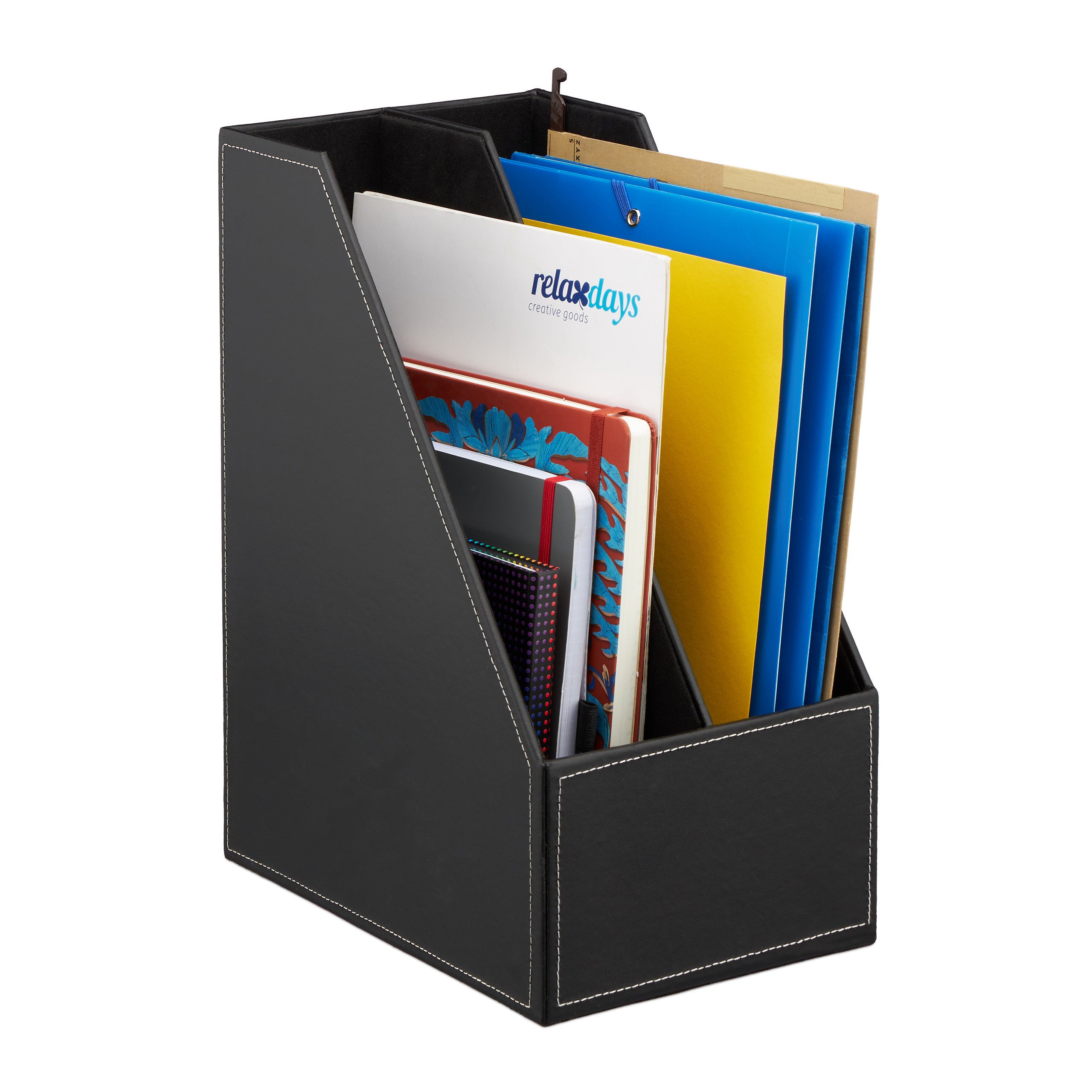 Lot De 4 Supports à Magazines/organiseurs De Bureau En Métal - 5 Compartiments - Noir - 18.5x20.5x37.5 Cm - 10