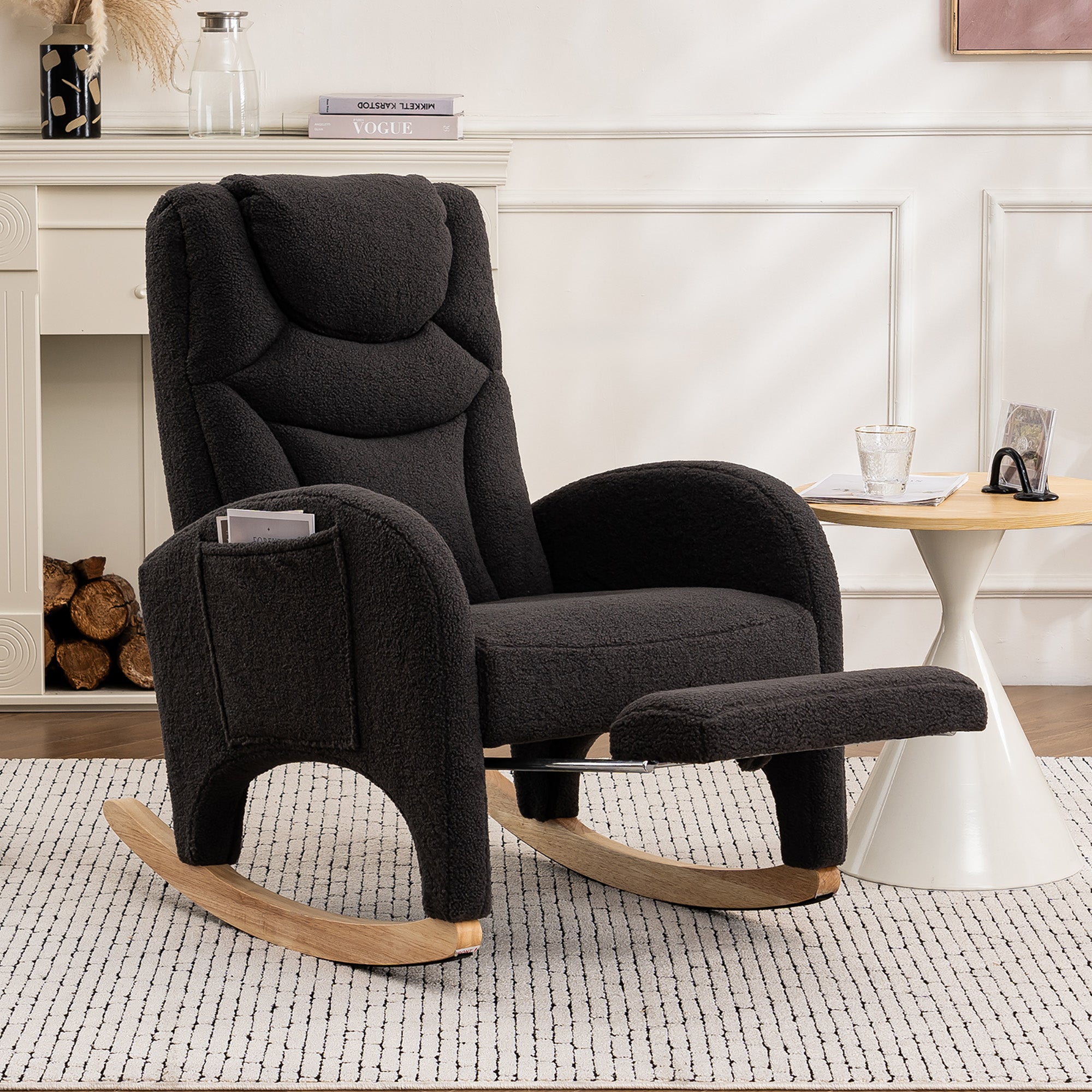 Fauteuil à Bascule Rembourré Gris Foncé Avec Accoudoirs Pour Salon Et Chambre à Coucher | Leroy Merlin
