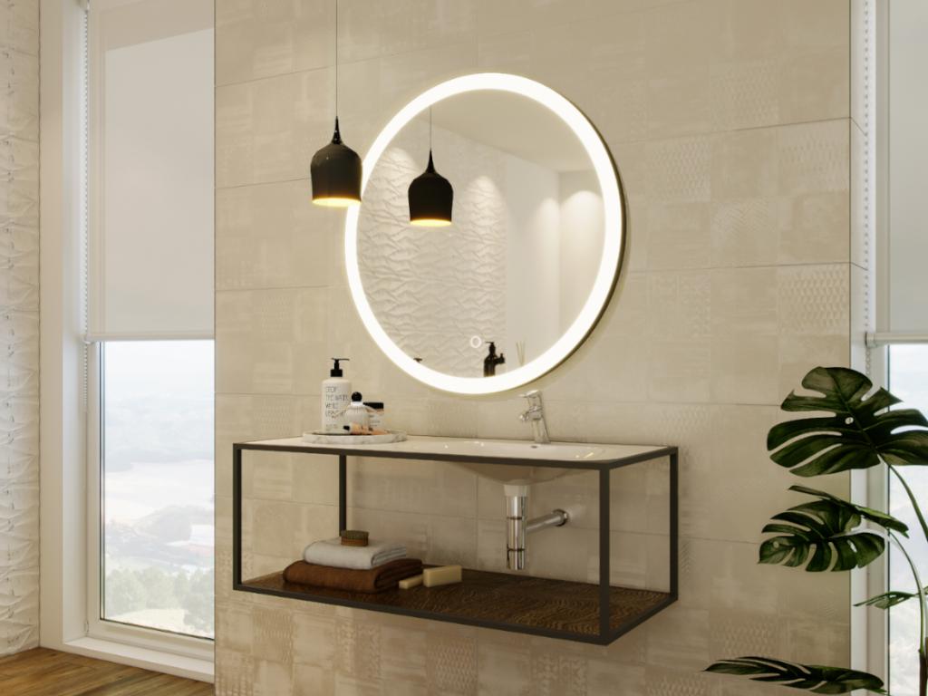 Okrągłe lustro łazienkowe z podświetleniem LED NUMEA - Dł. 80 cm