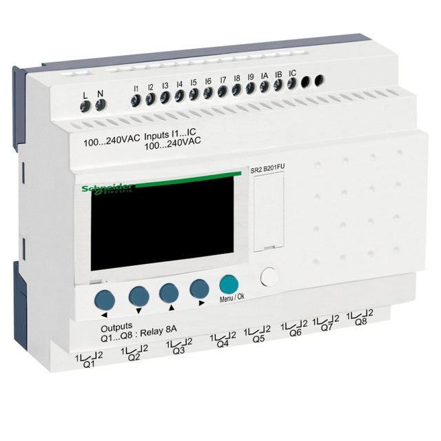 Sr2b201fu Schneider - Automate Zelio Logic - Relais Intelligent 20e/s 100 à 240vca - Horloge + Afficheur