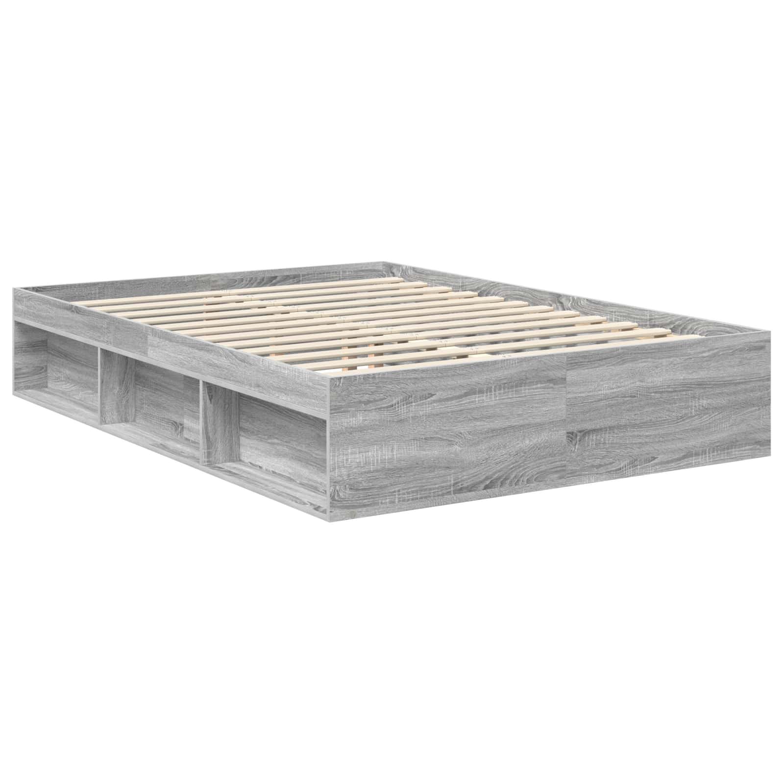Cadre de lit en panneau de bois gris pour la chambre, 135 × 190 cm - 5