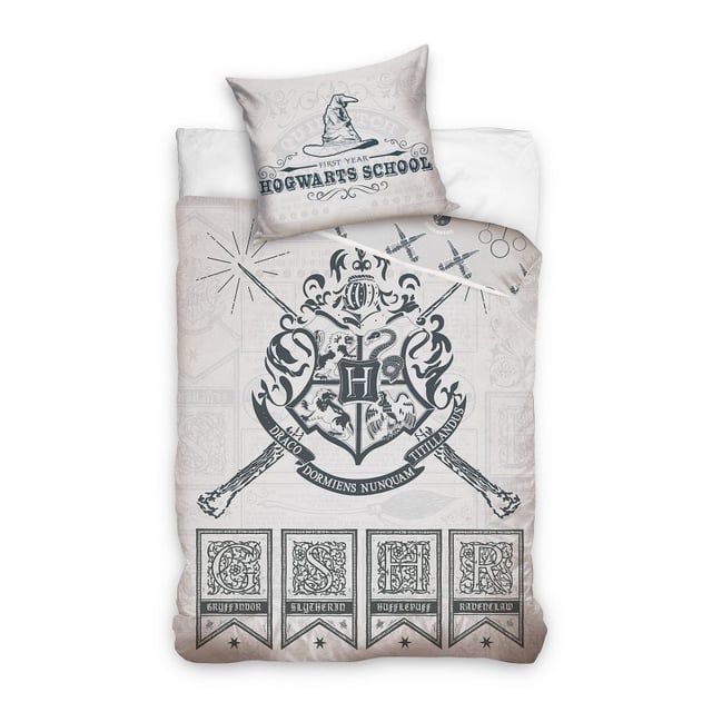 Parure de lit Harry Potter Harry -Hogwarts School- Choixpeau et blason Poudlard 140x200cm