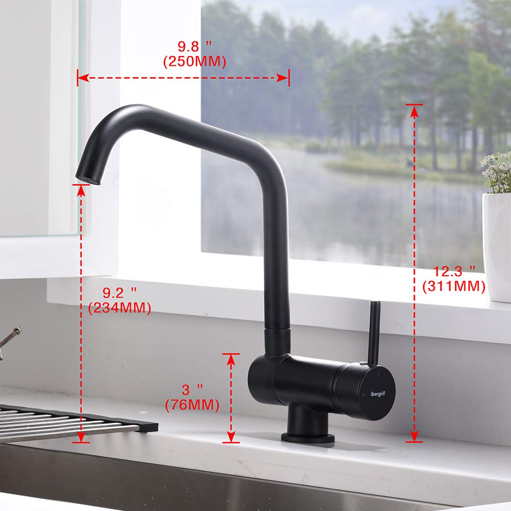 Ibergrif M22106B Grifo de Cocina Abatible, Fregadero Monomando