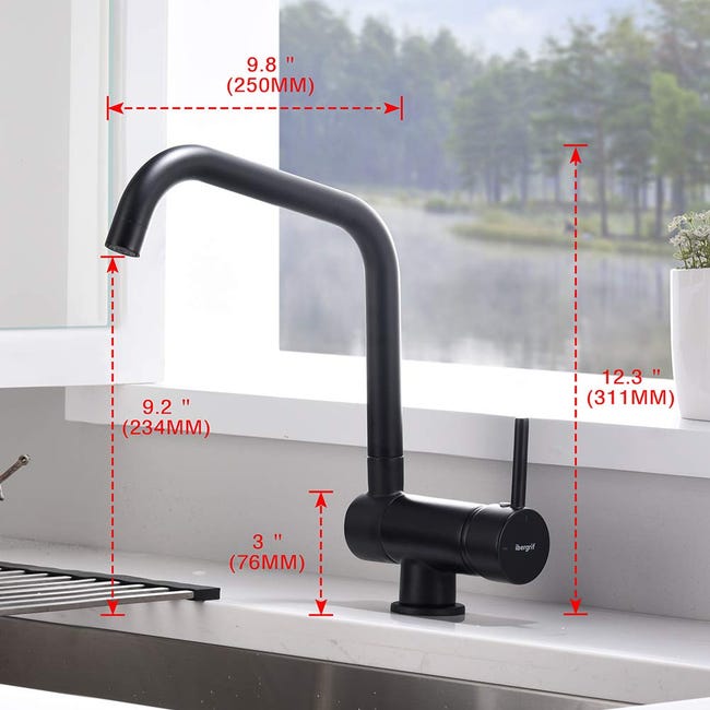 Ibergrif M22106B Grifo de Cocina Abatible, Fregadero Monomando