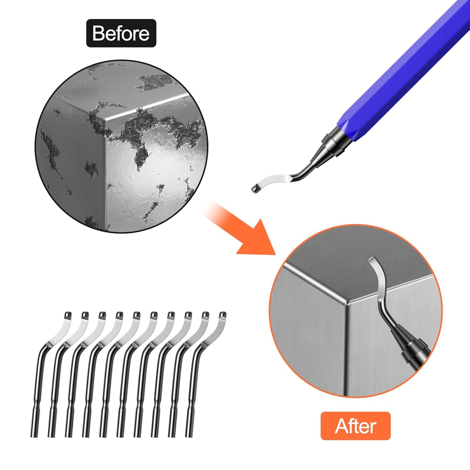 Outil d'Ébavurage Manuel, Ebavureur avec 10 BS1010 Lames de Rechange, Stylo Ebavureur, 360° Rotatif Deburr Burr Remover pour d'Impression 3D, Plastiqu - 4