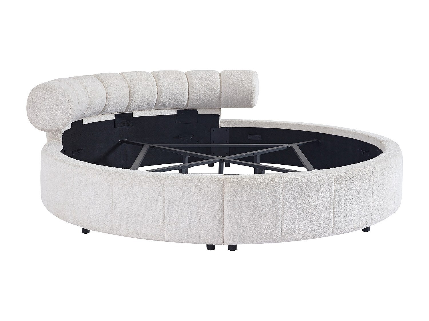 Lit rond 220 x 220 cm - Tissu bouclette - Blanc - ROGILA - 3