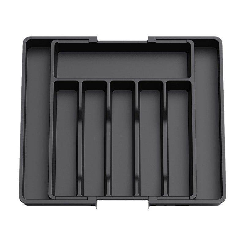 Organizer na sztućce, wkład do szuflady na sztućce z możliwością rozszerzenia, regulowany organizer do szuflady kuchennej, czarny