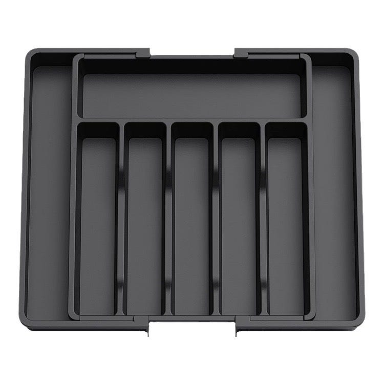 Organizer Per Cassetti Posate Espandibile - Grigio, Divisori Per Utensili Da Cucina, 40,6 X 26,9 X 6,1 Cm