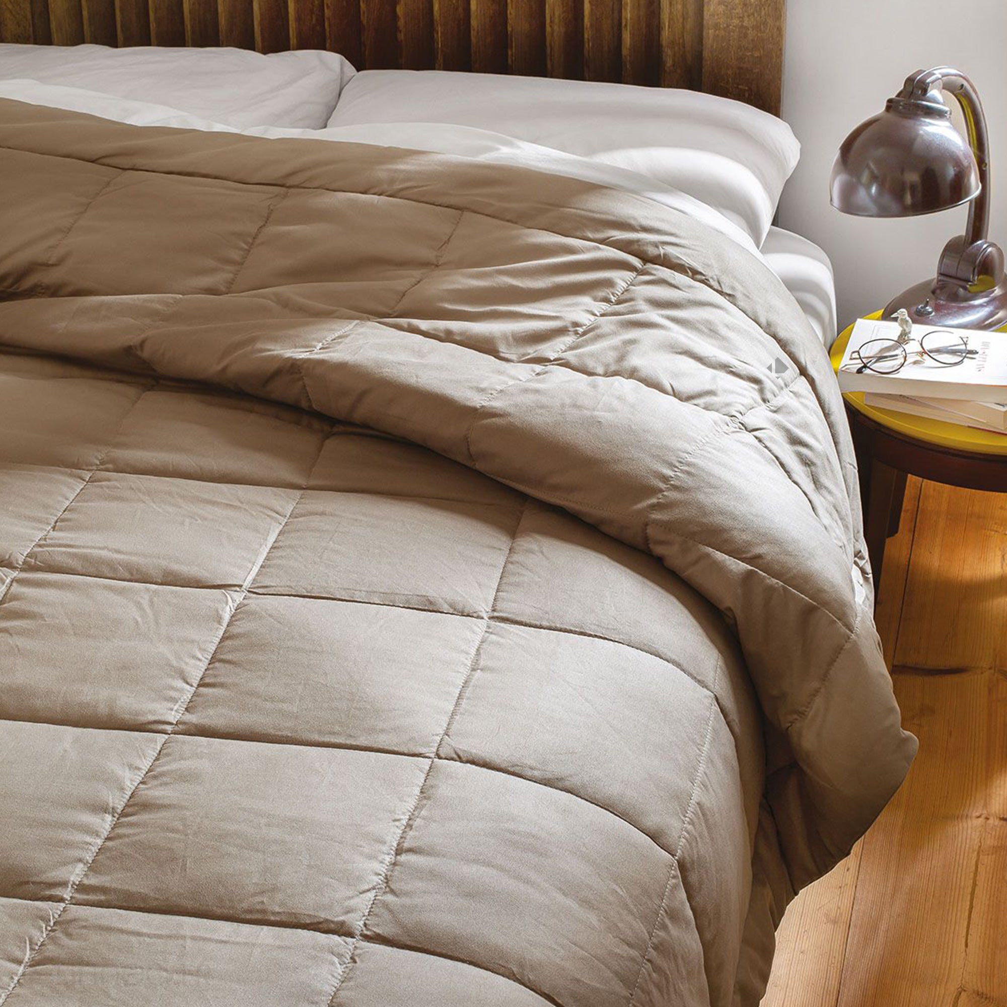 Édredon Microfibre Polyester 140x160 Cm - Lazy Orange Ocre, Design Carreaux, Doux Et Facile D'entretien