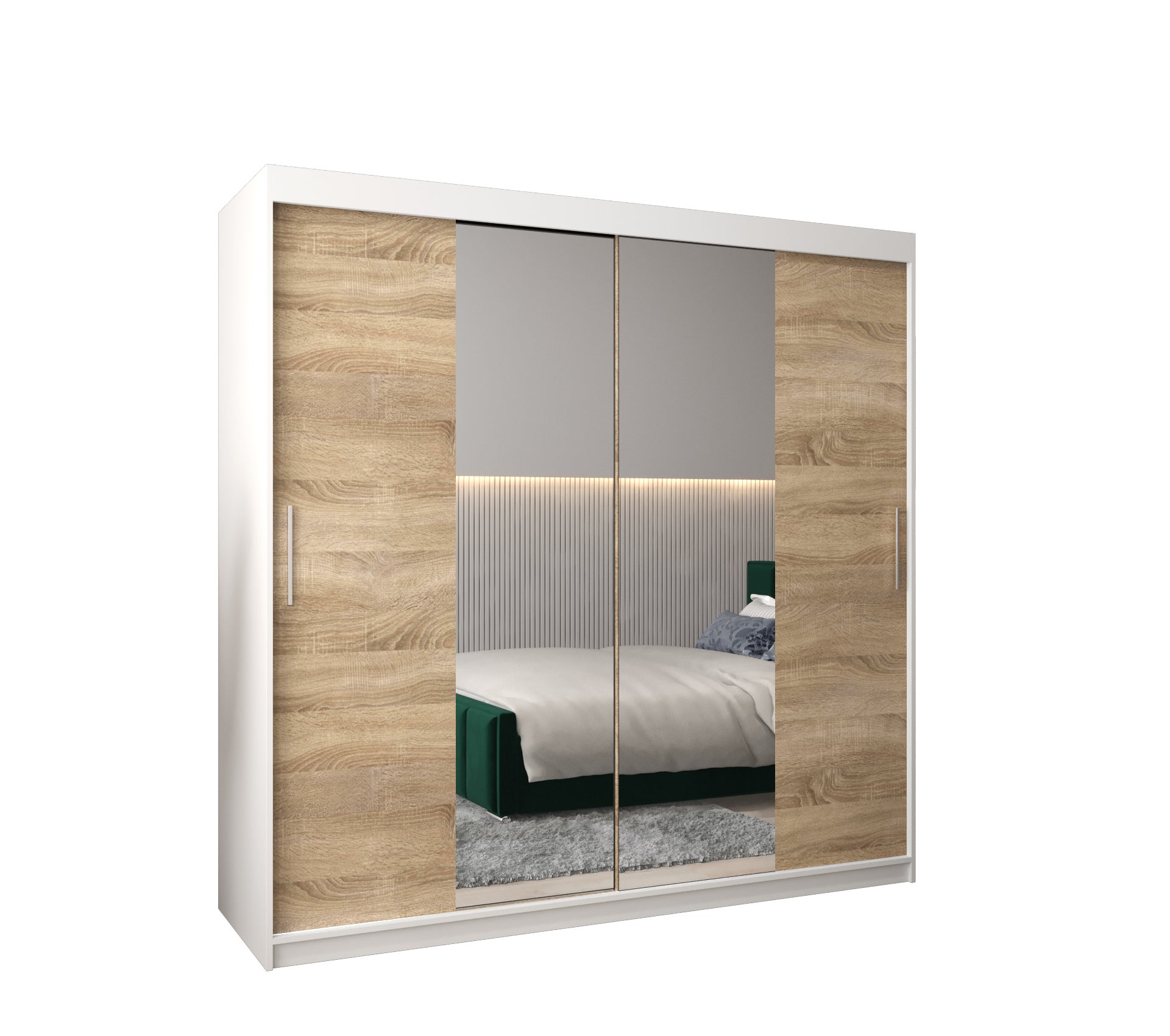 Szafa przesuwna garderoba TOKYO 1 200 x 62 x 200 cm Biały + Sonoma - Abiks Meble