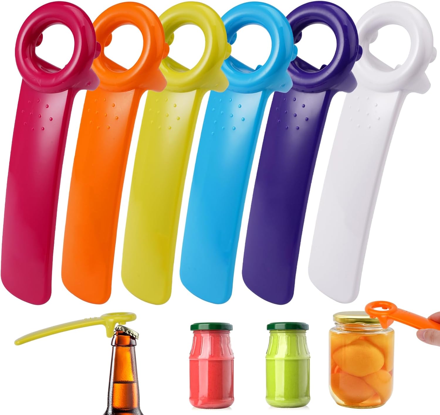 Lot De 4 Ouvre-Couvercles Colorés Ultra-Pratiques – Pour Bocaux, Bouteilles De Bière, Sodas Et Cocktails – Facile Même Pour Les Mains Fragiles