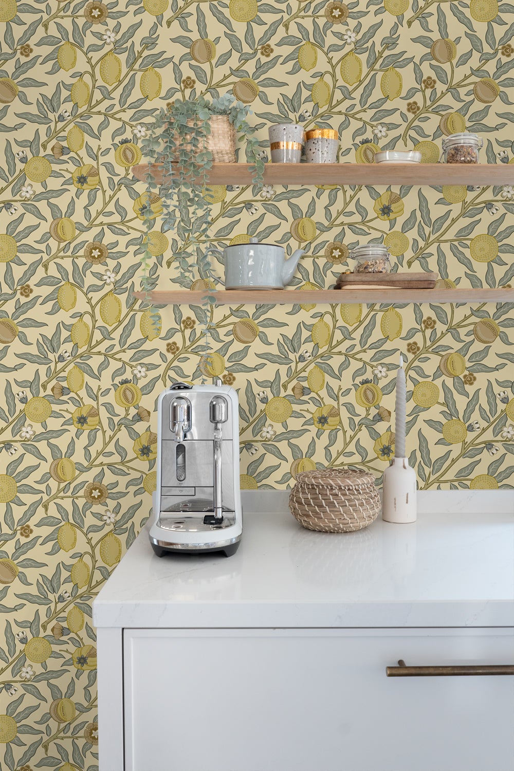 Papier peint des fruits et des feuilles exotiques jaune et vert - 50 x 900 cm - ESTAhome - 5