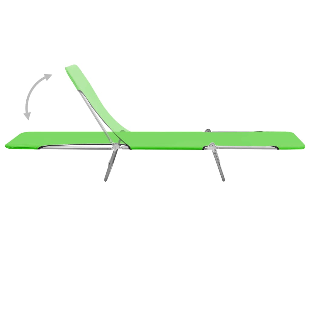Chaises longues pliables 2 pcs Acier et tissu Vert - 5