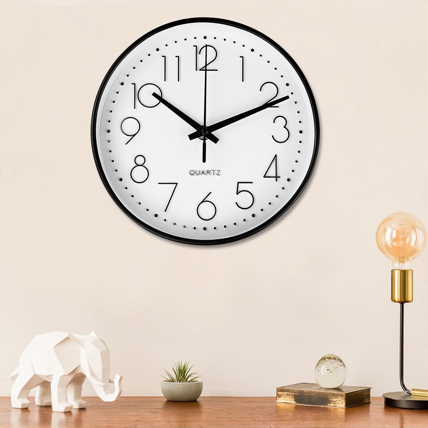 Nowoczesny 30CM cichy nietykający zegar ścienny, okrągły dekoracyjny zegar ścienny, łatwy do odczytania zegar ścienny, minimalistyczny czarny design