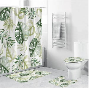 Cortina De Ducha Con Diseño De Pájaros Tropicales, Hojas Verdes De Loro, Antimoho, Impermeable, Lavable, Con 12 Ganchos | Leroy Merlin