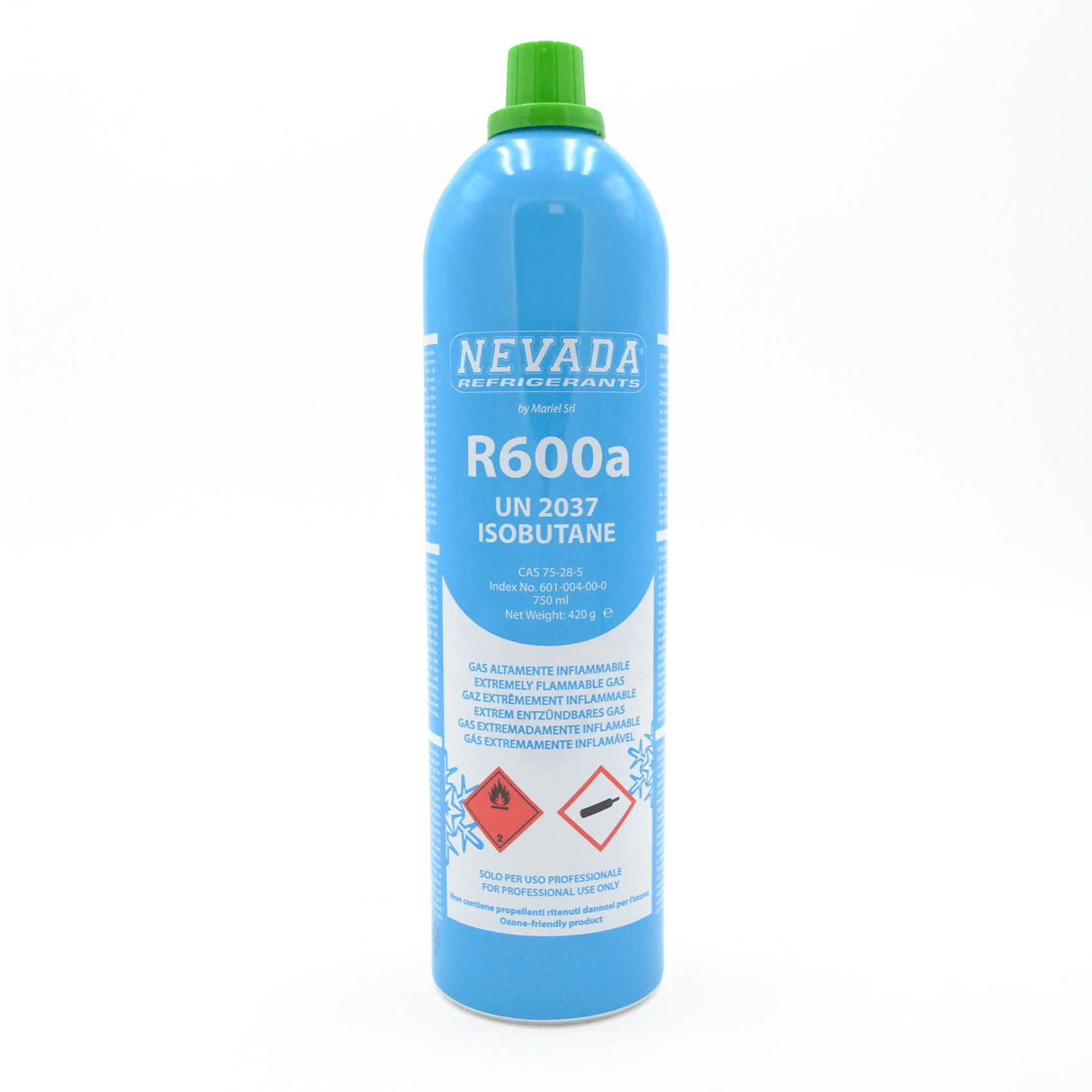 Bombola Gas R600A Per Frigo E Freezer &ndash; 420 G, 750 Ml, Adattatore Maschio 7/16&Prime;, USA E Getta