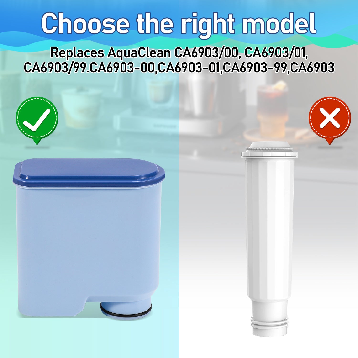 6x Filtres à eau pour Philips Remplacez facilement votre filtre avec Waterdrop pour machines à café, compatibles avec Saeco et Philips. - 5