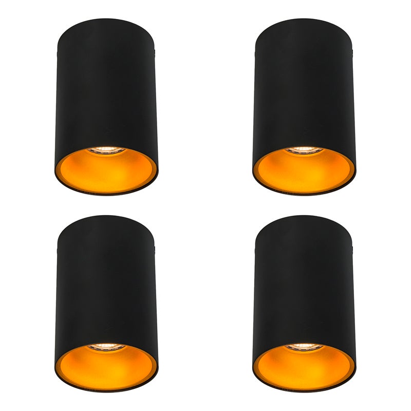 Zestaw 6 nowoczesnych reflektorów czarno-złotych GU10 50mm - Deep
