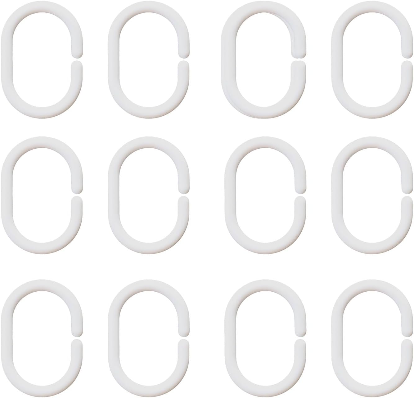 Zestaw 12 pierścieni ślizgowych do zasłony prysznicowej z białego plastiku, do łazienki, do wnętrz