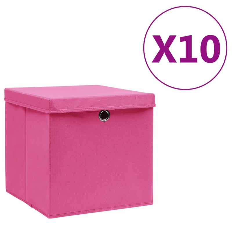 Vidaxl  Cajas De Almacenaje Con Tapas 10 Uds 28X28x28 Cm Rosa , Leroy Merlin