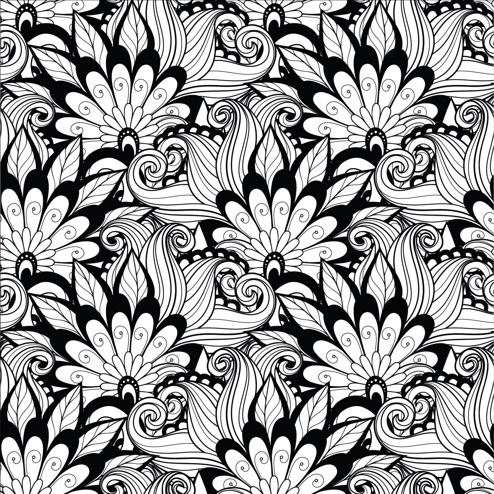 Sticker adhésif homestaging, dessin mandala motif floral, noir sur un fond blanc, x4, 15 cm X 15 cm - 2