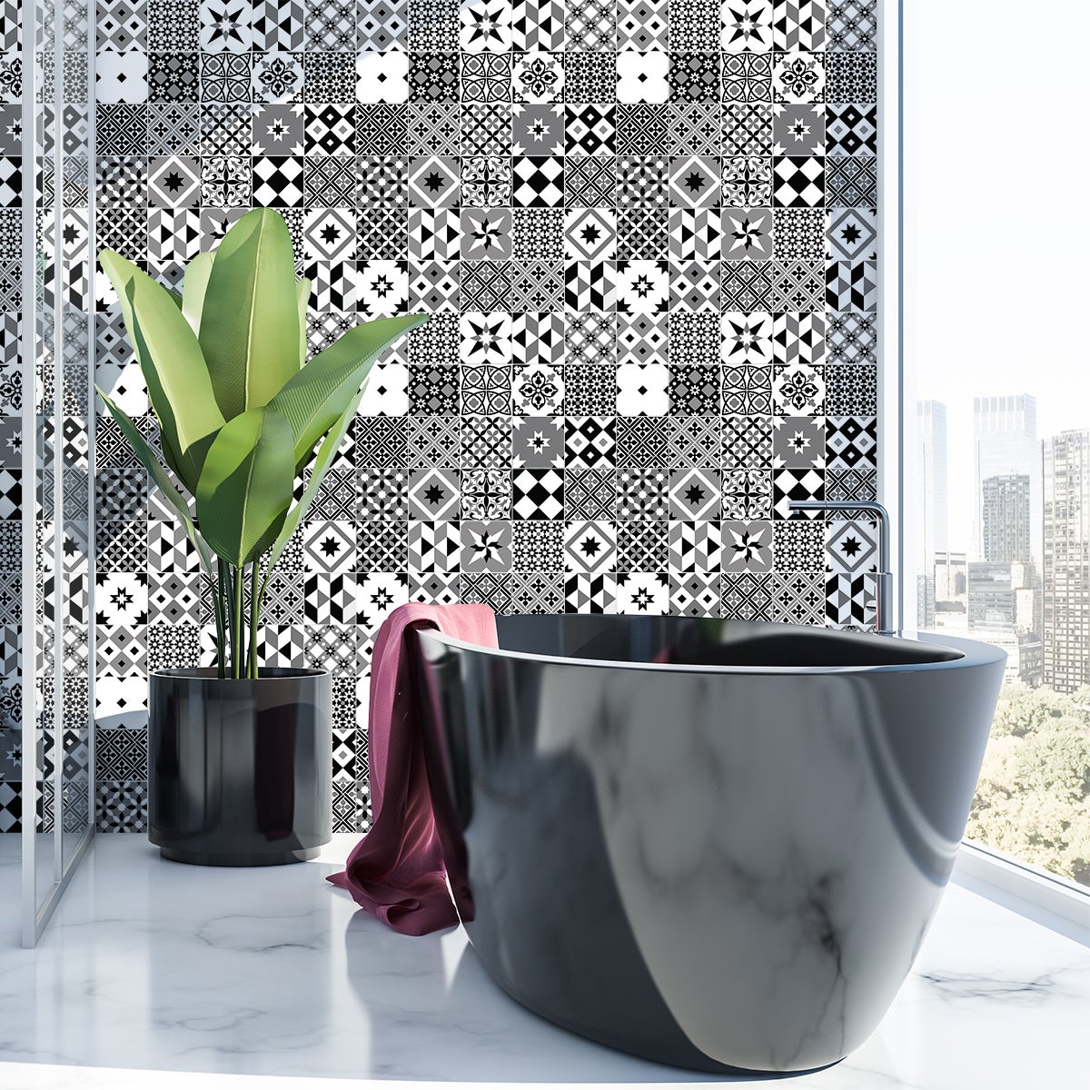 Sticker Sol Carreaux De Ciment Azulejos Avec Laminat De