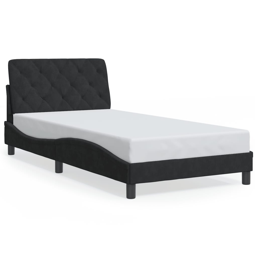 Cadre de lit sans matelas noir, velours, pour la chambre, 100 × 200 cm - 2