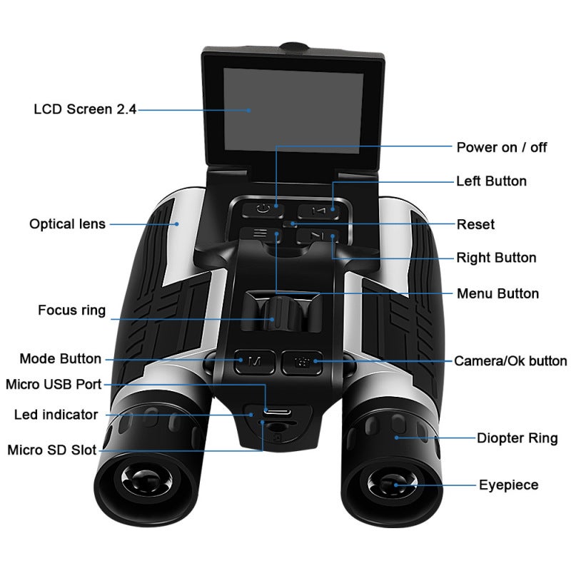 Digital Binoculars Outdoor Camping Telescope 12x32 Video Photo Recorder with 2.4 Inch LCD Display - 7