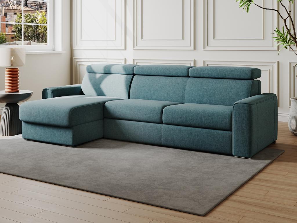 Canapé Convertible 3 Places Laurie - Tissu Texturé Beige, Couchage 140 Cm, Dimensions 202x107x85 Cm - Habitat Et Jardin