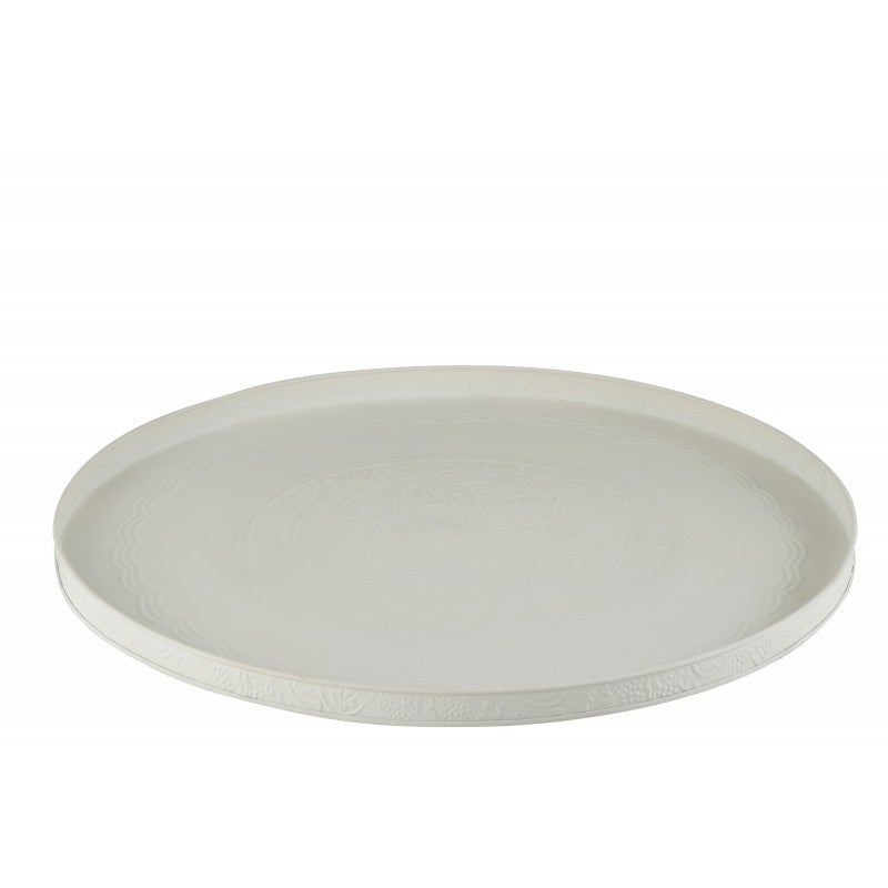 Plateau rond avec bords en métal blanc D60cm | Leroy Merlin