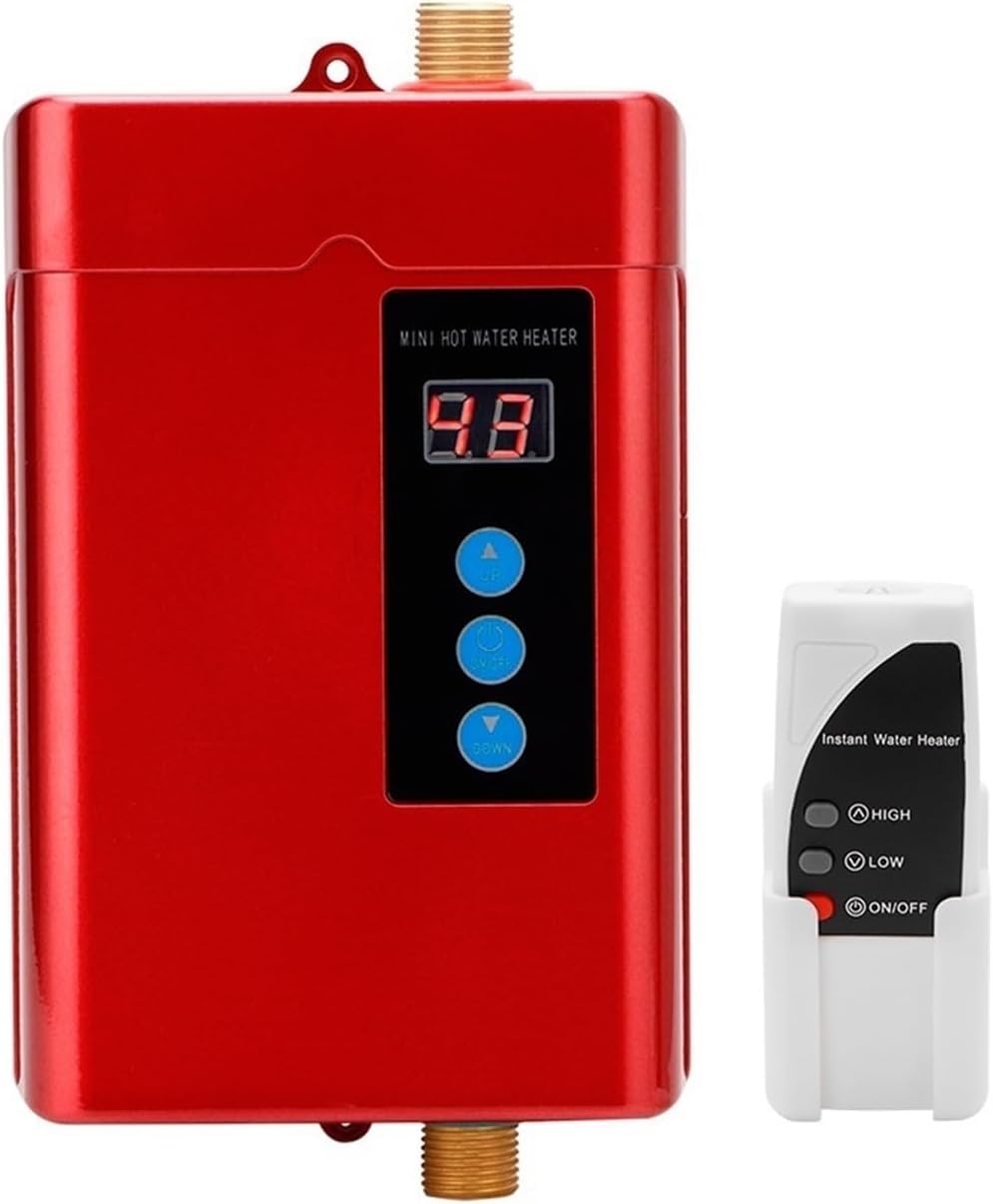 Elektryczny podgrzewacz wody przepływowy – 4000 W – sterowanie dotykowe Smart Touch – szybki gorący prysznic – z wyświetlaczem temperatury – czerwony