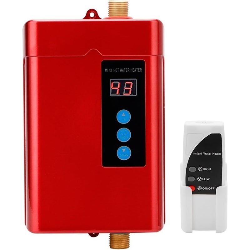 Elektryczny podgrzewacz wody przepływowy – 4000 W – sterowanie dotykowe Smart Touch – szybki gorący prysznic – z wyświetlaczem temperatury – czerwony