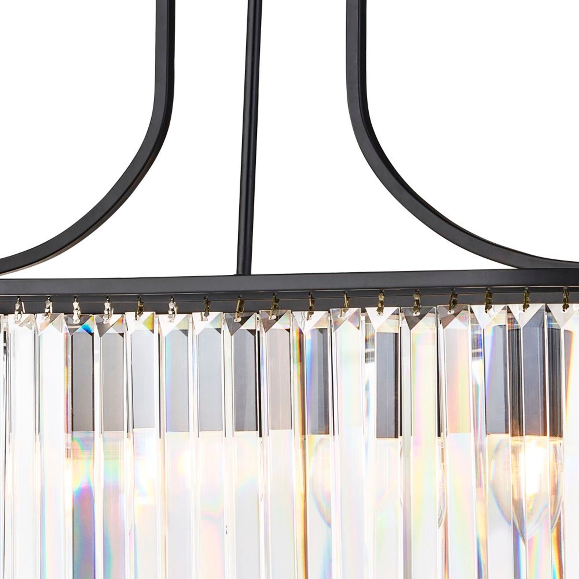 Suspension VICTORIA 5L Ovale métal noir mat, cristal clair E27 max 5x60w Longueur 78cm - 2