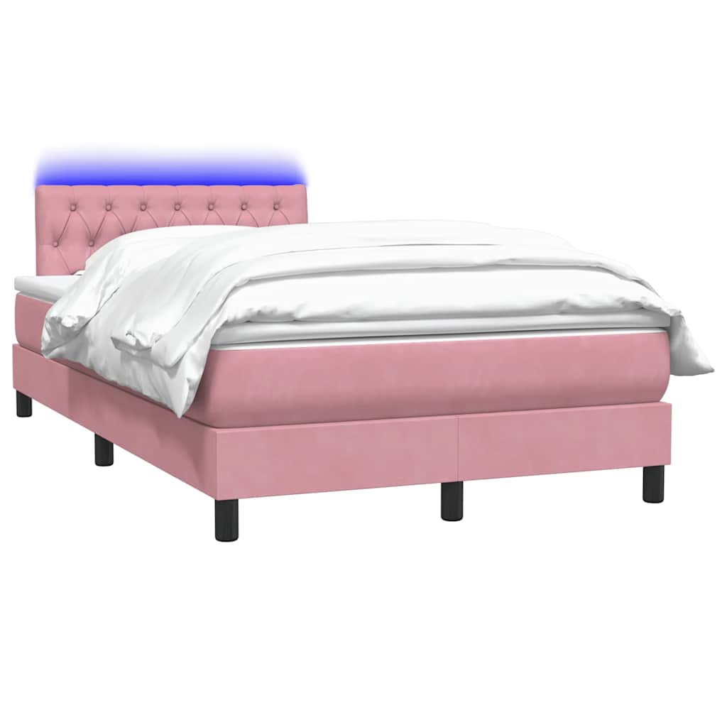 Sommier à lattes de lit avec matelas et LED rose 120x220 cm velours vidaXL - 4