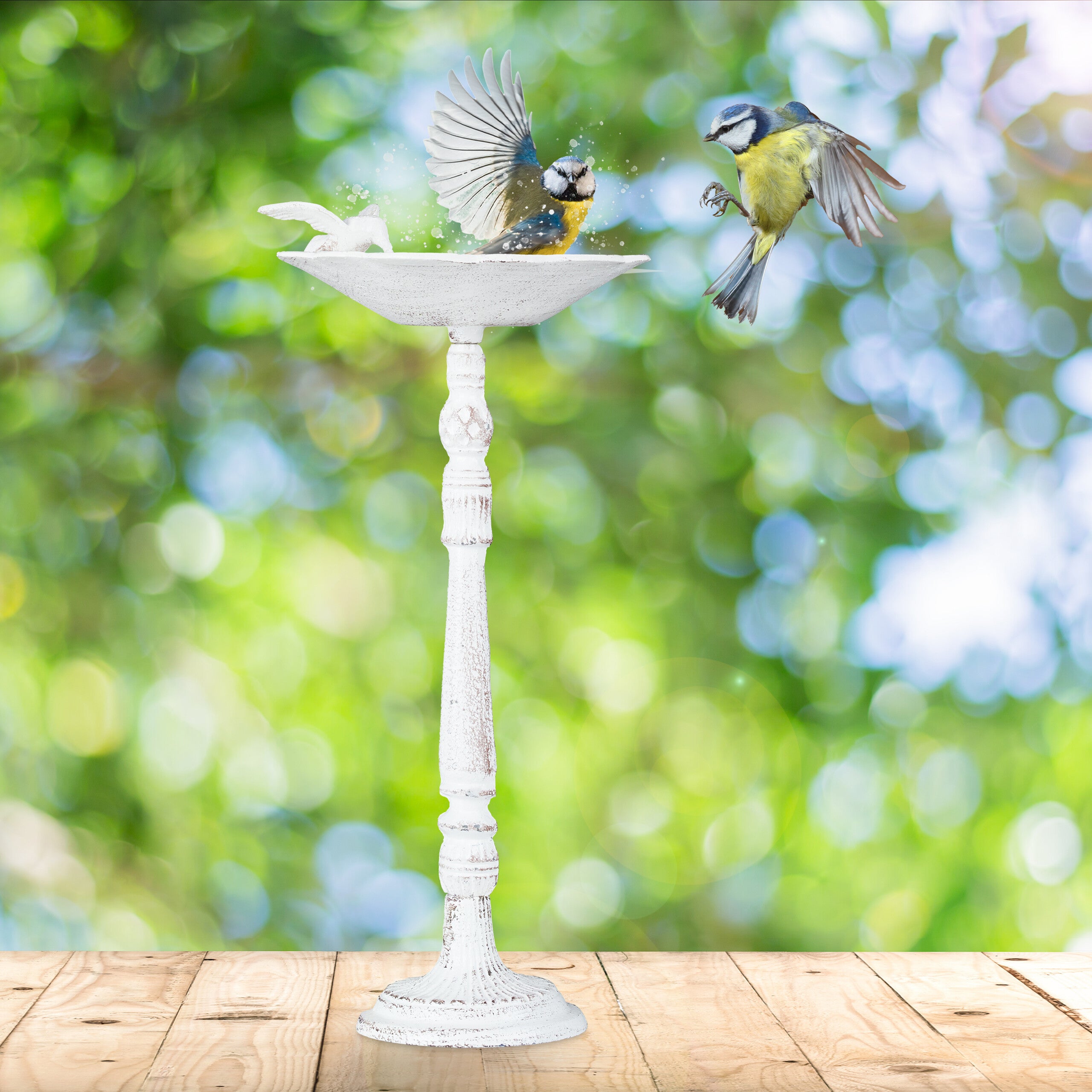 Flanacom Abbeveratoio Per Uccelli Invernale, Ciotola Da Giardino In Ceramica Verde, Resistente Al Gelo, Diametro 16 Cm, Decorazione Esterna Per Balcone - 4