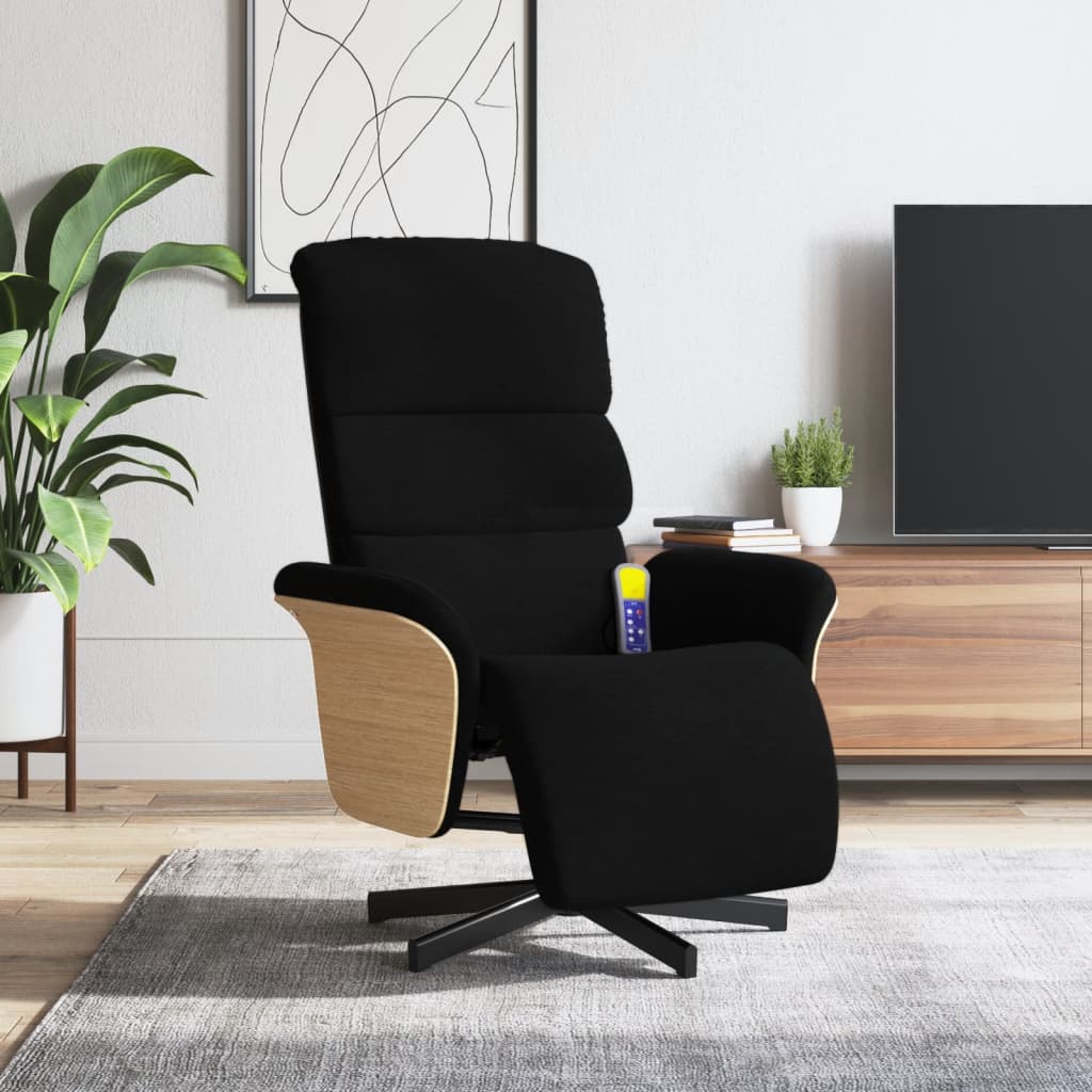 Fauteuil De Massage Inclinable Avec Repose-pied Noir Velours VidaXL | Leroy Merlin