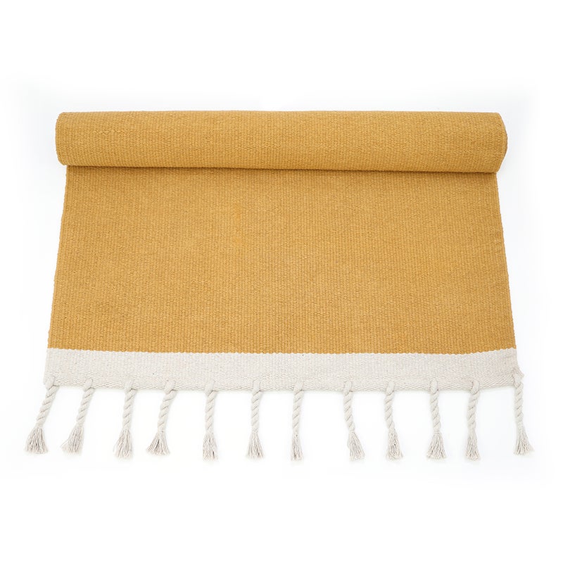 Tapis Contemporain Rectangle Coton recyclé 100x150cm Lisboa moutarde - 8