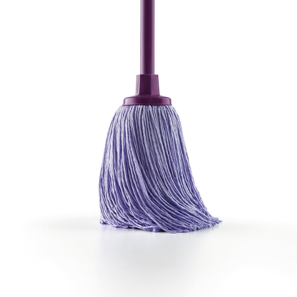 Mery, Set Cubo y Fregona Microfibra, Cubo Escurridor Automático y Ruedas, 14 L, Fregona Absorbente, Morado - 5
