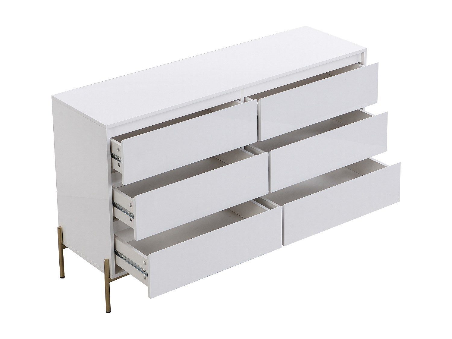 Commode 6 tiroirs - MDF et métal - Blanc laqué et doré - KORASA de Pascal Morabito - 4